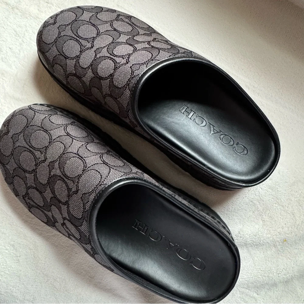 COACH Signature Jacquard Slip-On Sport Clogs in Charcoal